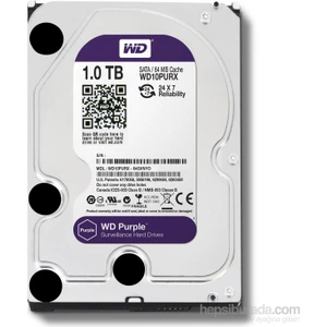 1 Tb Wd 3.5 Purple Sata3 5400RPM 64MB 7/24 Guvenlık WD10PURZ (3 Yıl Resmı Dıst Garantılı)