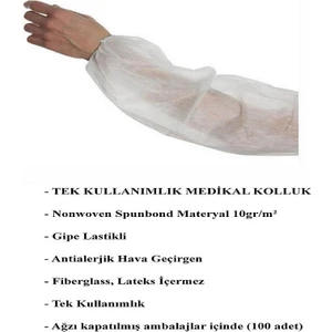 Ayliz Plast & Ambalaj Tek Kullanımlık 1.kalite Kolluk Tela Beyaz 10 gr 100 Adet Leke Kir Önleyici