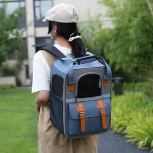 Mavi 0-10 kg Kedı Evcil Hayvan Taşıyıcıları Nefes Örgü Köpek Sırt Çantası Katlanabilir Büyük Kapasiteli Kedi Taşıma Çantası Açık Seyahat Evcil Hayvan Malzemeleri Çantası (Yurt Dışından)