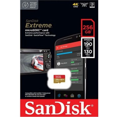 Sandisk Extreme 256GB 190/130MB/S Microsdxc A2 V30 Aksiyon Fiyatı