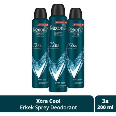 Rexona Men Erkek Sprey Deodorant Xtra Cool 72 Saat Kesintisiz Üstün Koruma 200 ml