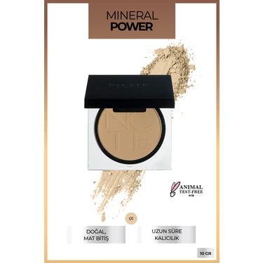 Note Cosmetics Note Mineral Powder 01 Açık Renk Mat Bitişli Toz Pudra 10 gr Doğal Görünüm ve Uzun