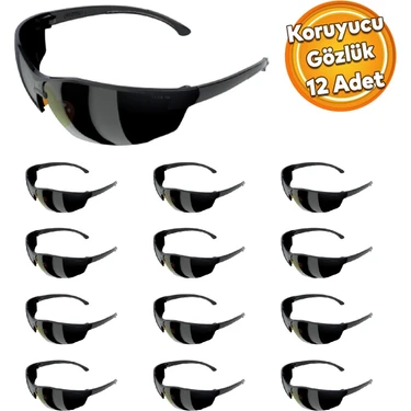 Badem10 Iş Güvenlik Gözlüğü Uv Koruyucu Silikonlu Kaynak Gözlük S1100 Siyah 12