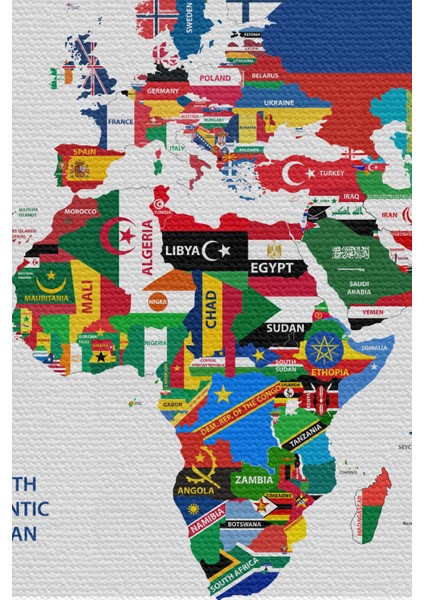 Duvar Örtüsü Dünya Haritası Kaliteli Kanvas Duvar HALISI-4062 modelleri