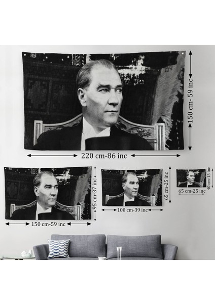 Keskin Bakışlı Atatürk Duvar ÖRTÜSÜ-HALISI-6635