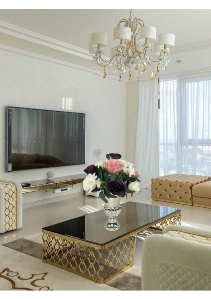 Yapay Çiçek Aranjmanı Büyük Boy Mürdüm Tonlar Gümüş Cam Kupa Vazolu Arajman Nişan Kız Isteme Çiçeği fırsatları