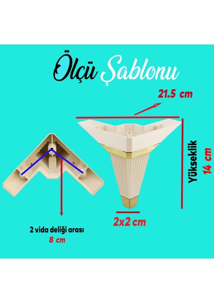 Alcazar Lüks Mobilya Kanepe Sehpa Tv Ünitesi Koltuk Ayağı Baza Ayakları Köşe 14 Cm Krem Altın fiyatları