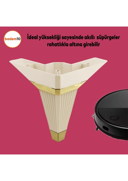 Alcazar Lüks Mobilya Kanepe Sehpa Tv Ünitesi Koltuk Ayağı Baza Ayakları Köşe 14 Cm Krem Altın indirimleri