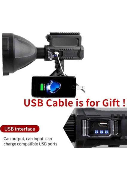 W590 Tripodlu El Feneri USB Şarj Edilebilir Güçlü Fener 4 Modlu Powerbank Özellikli