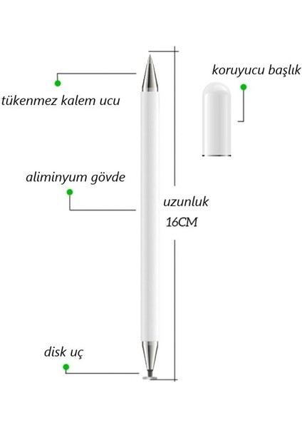 Dokunmatik Passive Stylus Tablet Telefon Bilgisayar Kalemi Beyaz