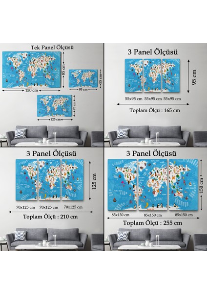 Cocuk Odası Hayvan Desenli Dekoratif Kanvas Tablo 1074 indirimleri
