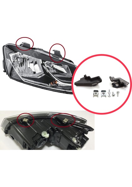 BHL560 Vw Polo Mk5 6r 6c 61 Ameo Vento 2009-2016 Için Sağ Ön Far Tamir Seti 6R0998226 modelleri