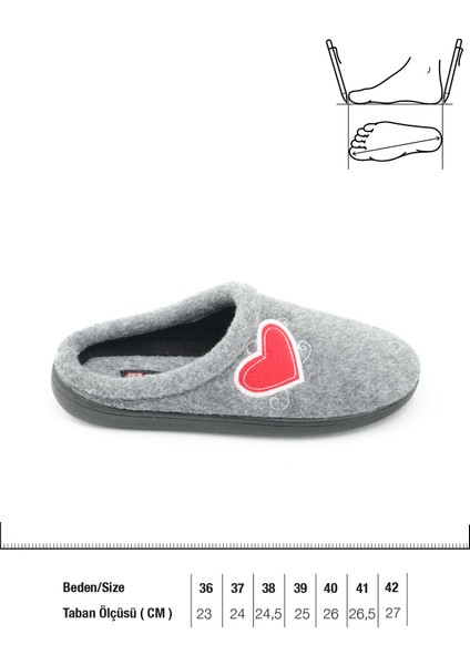 Kışlık Kadın Ev Bahçe Comfort Taban Nakışlı Kalp Desenli Keçe Terlik modelleri