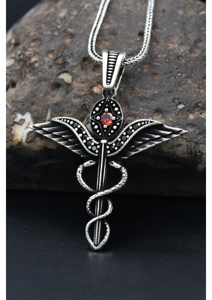 Gümüş Tıp Simgeli Sağlıkçı 925 Ayar Gümüş Kolye Zincir