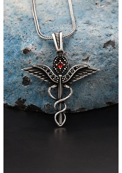 Gümüş Tıp Simgeli Sağlıkçı 925 Ayar Gümüş Kolye Zincir fırsatları