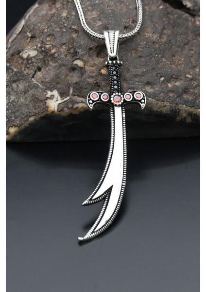 Gümüş Zülfikar Kılıç Figürlü 925 Ayar Erkek Gümüş Kolye Zincir fiyatları