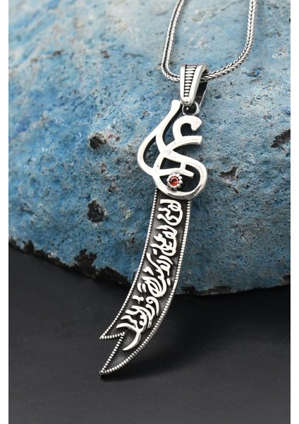 Gümüş Zülfikar Kılıç Figürlü 925 Ayar Erkek Gümüş Kolye Zincir indirimleri