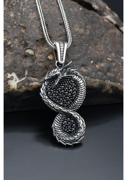 Gümüş Ejderha Figürlü 925 Ayar Gümüş Kolye Zincir fiyatları