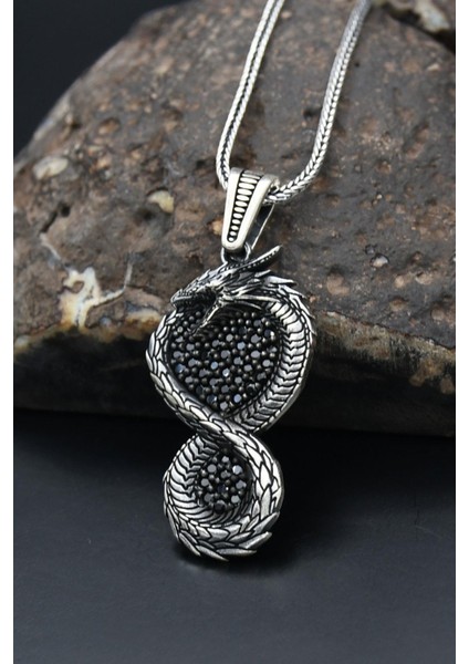 Gümüş Ejderha Figürlü 925 Ayar Gümüş Kolye Zincir modelleri