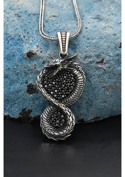 Gümüş Ejderha Figürlü 925 Ayar Gümüş Kolye Zincir fırsatları