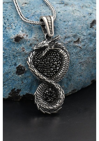 Gümüş Ejderha Figürlü 925 Ayar Gümüş Kolye Zincir indirimleri
