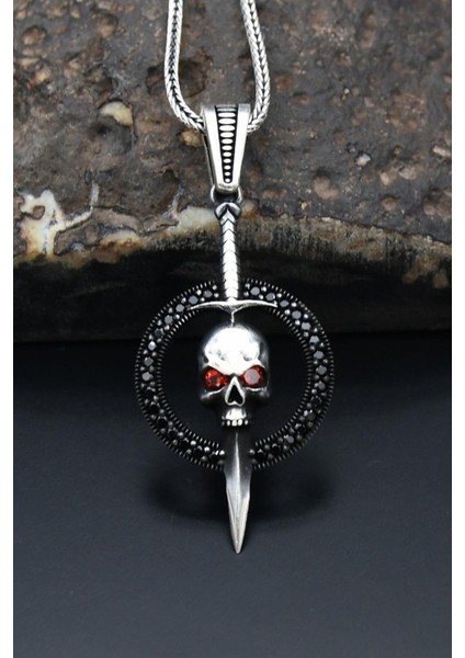 Gümüş Kurukafa 925 Ayar Gümüş Kolye Zincir