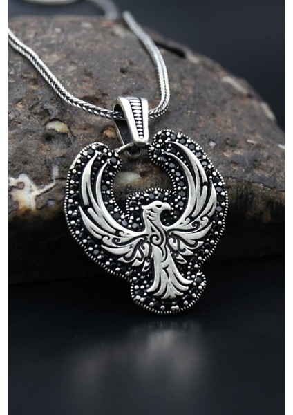 Gümüş Anka Kuşu 925 Ayar Gümüş Kolye Zincir