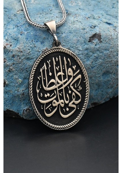Gümüş Nasihatçi Olarak Ölüm Yeter Arapça Yazlı 925 Ayar Gümüş Kolye Zincir indirimleri