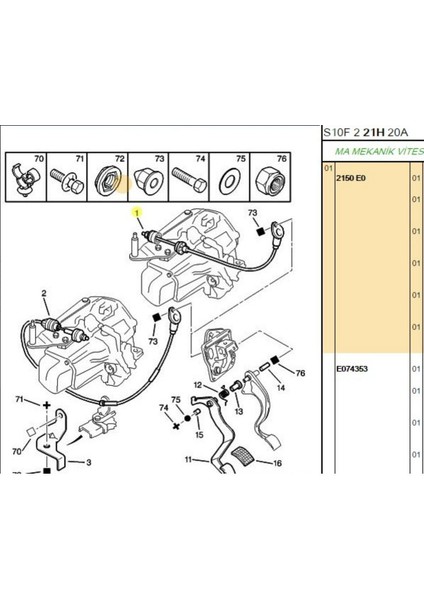 Debriyaj Teli 1,1i 106 (6001663-2150E0)