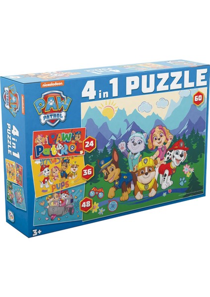 PW7931 Paw Patrol 4 ü 1 arada Çocuk Puzzleları 168 Parça