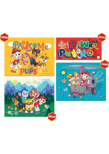 PW7931 Paw Patrol 4 ü 1 arada Çocuk Puzzleları 168 Parça