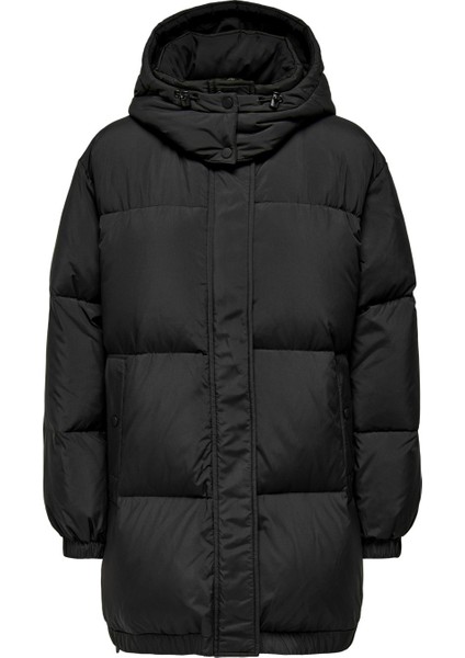 Kapüşonlu Siyah Kadın Mont 15294690