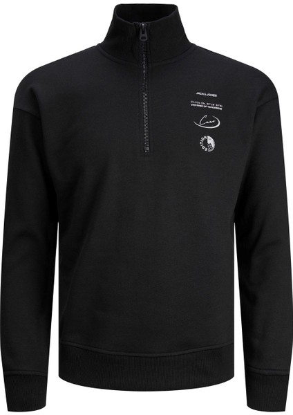 Dik Yaka Regular Fit Siyah Erkek Sweatshirt 12242262