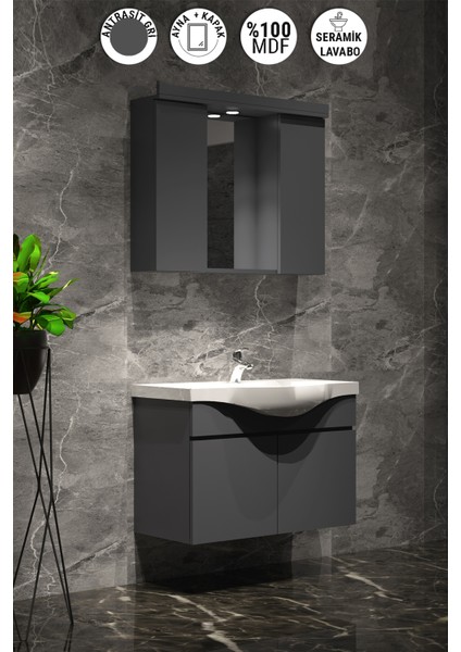 Yıldız Banyo Dolabı Takımı 75CM Asma Komple Renkli