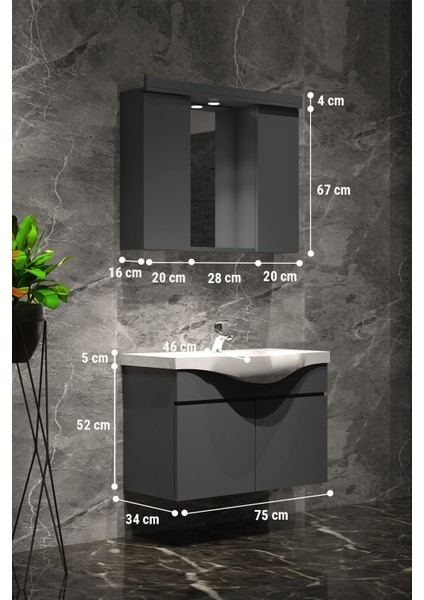 Yıldız Banyo Dolabı Takımı 75CM Asma Komple Renkli fırsatları
