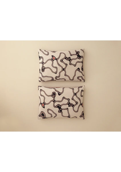 English Home Abstract Art Dijital Baskılı Soft Cotton 2'li Yastık Kılıfı 50X70 cm Bej