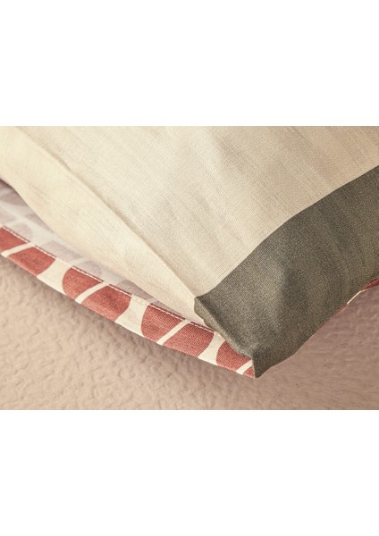 English Home Dynamic Square Dijital Baskılı Soft Cotton 2'li Yastık Kılıfı 50X70 cm Bej – Terracotta