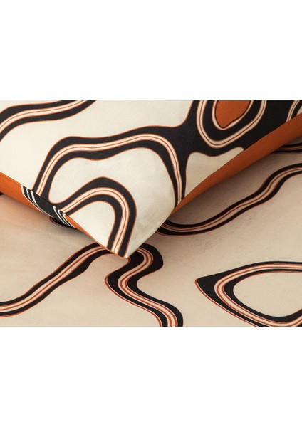 Abstract Art Dijital Baskılı Soft Cotton Tek Kişilik Nevresim Seti 160X220 cm Bej modelleri