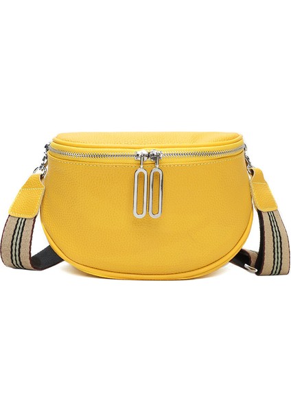 Eyer Kadın Deri Crossbody Çift Fermuarlı Inek Derisi Küçük Omuz Çantası (Yurt Dışından)
