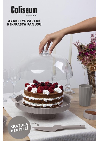 Coliseum Ayaklı Vizon Yuvarlak Kek - Pasta Fanusu