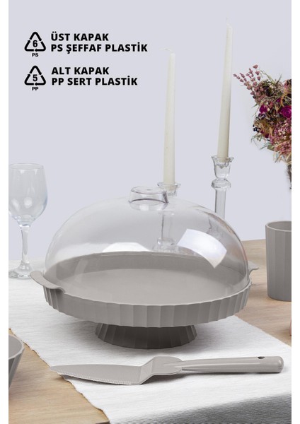 Coliseum Ayaklı Vizon Yuvarlak Kek - Pasta Fanusu