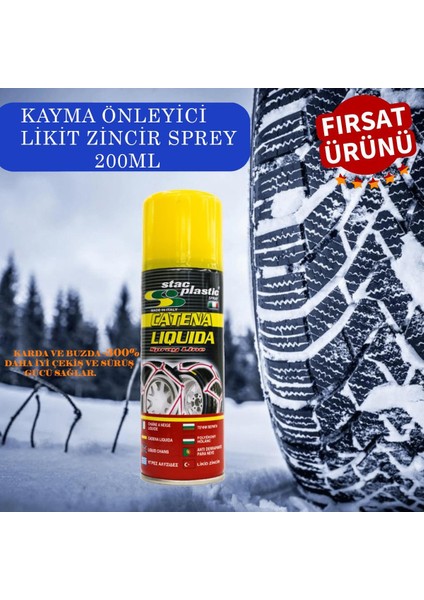 Stac Plastic Anti Patinaj Önleyici Kar Lastik Zincir Spreyi Likit 200 ML