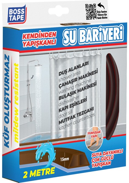 Duş, Kapı Eşiği, Mutfak Tezgahı Etrafı Su Kesici Bariyer Kahverengi - 2 Metre