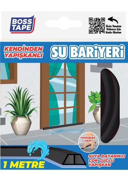 Duş, Kapı Eşiği, Mutfak Tezgahı Etrafı Su Kesici Bariyer Siyah - 1 Metre