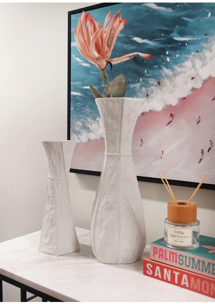 Licia Seramik Vazo Beyaz 13X10X33 cm fiyatları