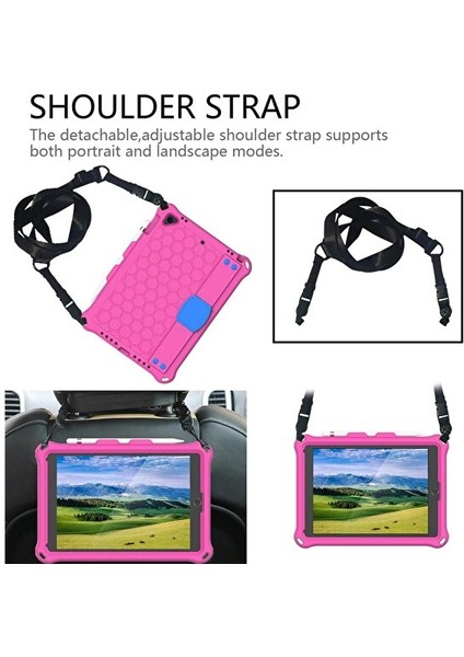 Samsung Galaxy Tab S5E SM-T720 Kılıf Yatay Standlı Askılı Kalem Bölmeli Airbag Özellikli Petek Kılıf (Model SM-T720,T725,T727)