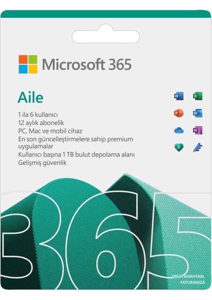 Office 365 Aile 6GQ-01610 Türkçe Kutulu Ofis Yazılımı 1 Yıl (6 Kullanıcı)