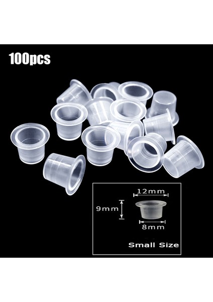 8mm 100 Adet 100 Adet S(8MM)/M(12MM)/L(15MM) Plastik Saklama Kutusu Kap Dövme Aksesuarı Kalıcı Makyaj Pigment Dövme Bardak Büyük Orta Küçük Boy (Yurt Dışından)