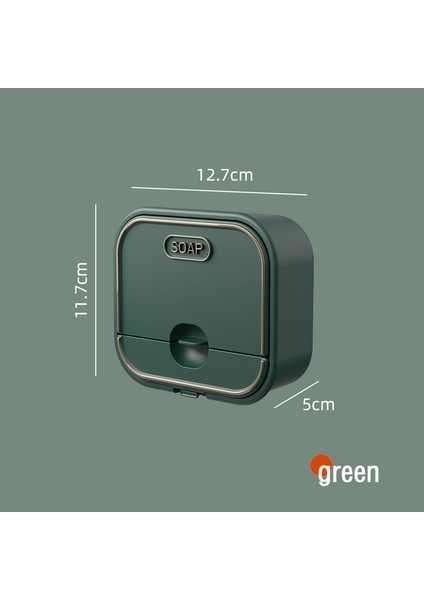 Yeşil 3 Adet Çift Katmanlı Toz Geçirmez Drenaj Sabunluk Banyo Aksesuarları Seti Yumruksuz Duvara Monte Su Geçirmez Sabunluk Tutucu Kapaklı (Yurt Dışından)