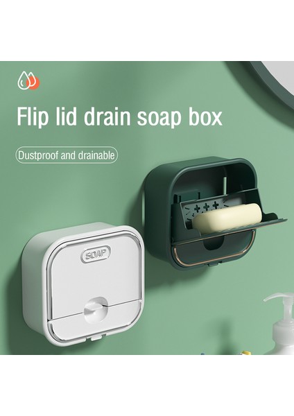 Yeşil 3 Adet Çift Katmanlı Toz Geçirmez Drenaj Sabunluk Banyo Aksesuarları Seti Yumruksuz Duvara Monte Su Geçirmez Sabunluk Tutucu Kapaklı (Yurt Dışından) fiyatları